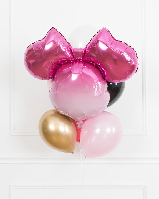 Pink Magical Party Mouse Theme - Ombre Minnie Mouse Foil and 11in Balloon Bouquet