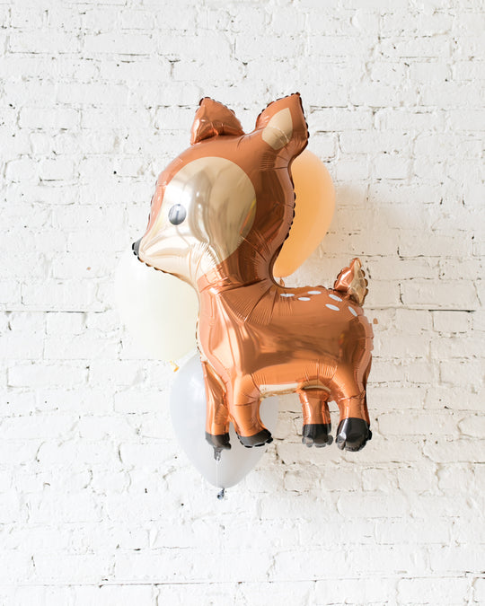 Woodland Theme - Deer Foil and 11in Balloons - bouquet of 4