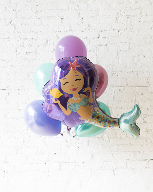 Mermaid Theme Mermaid Foil and 11in Balloons - bouquet of 7