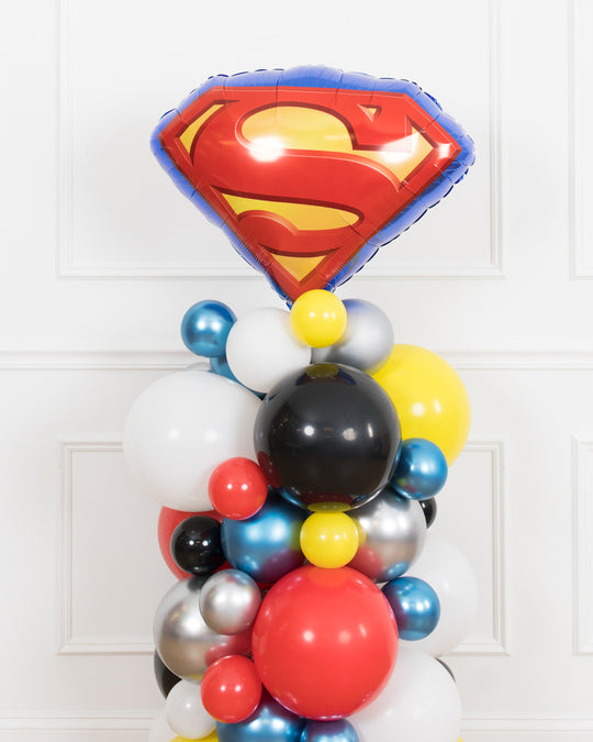Superhero Theme - Superman Balloon Column - 4ft