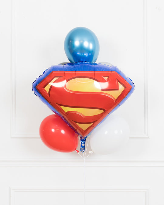 Superhero Theme - Superman Foil and 11in Balloons - bouquet of 7