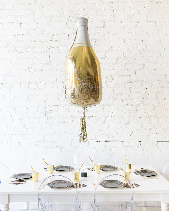 39in Gold Champagne Balloon with Gold Skirt Centerpiece