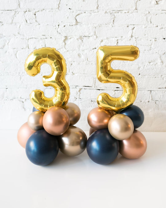 MIdnight Copper - Tabletop Foil Number on Balloon Base - 1.5ft