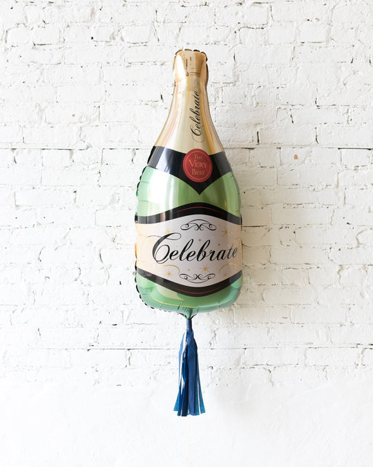 39in Classic Champagne Bottle Foil Balloon and Navy Skirt