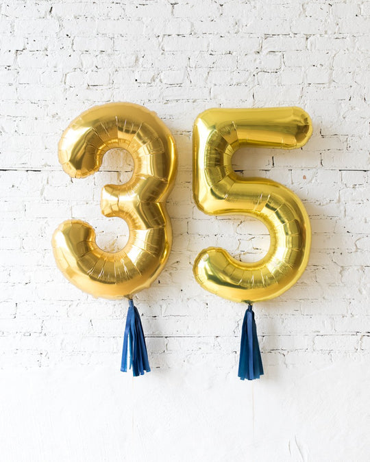 34in Gold Foil Numbers with Navy skirt