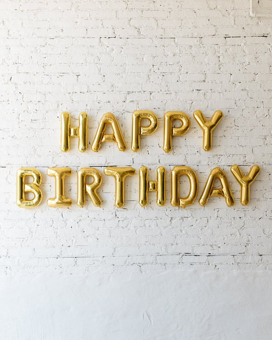 OUTDOOR-16in HAPPY BIRTHDAY Gold Foil Balloon Set