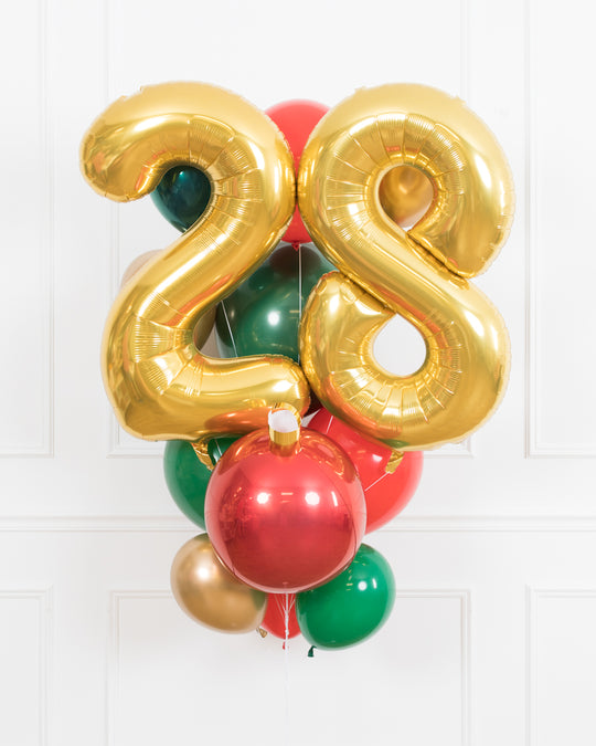 GIFT-Christmas Palette Foil Number and Latex Balloon Bouquet