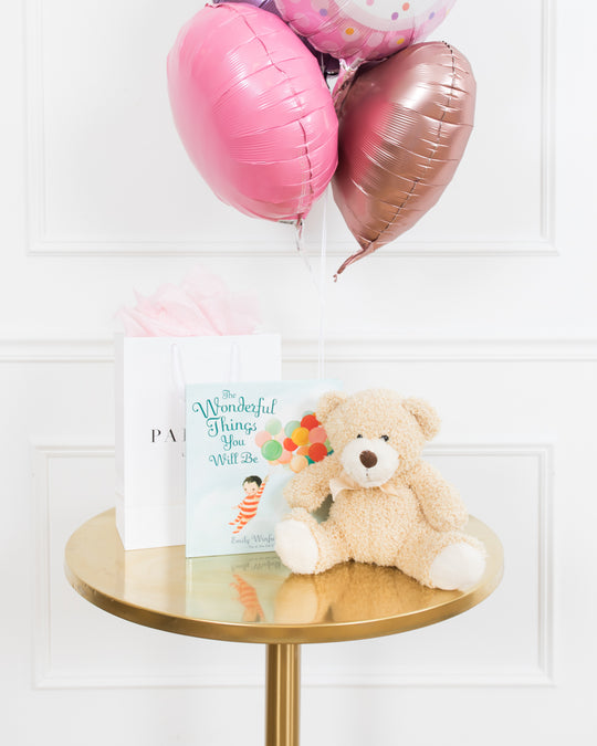 GIFT- New Baby Girl Children's Book & Balloon Set