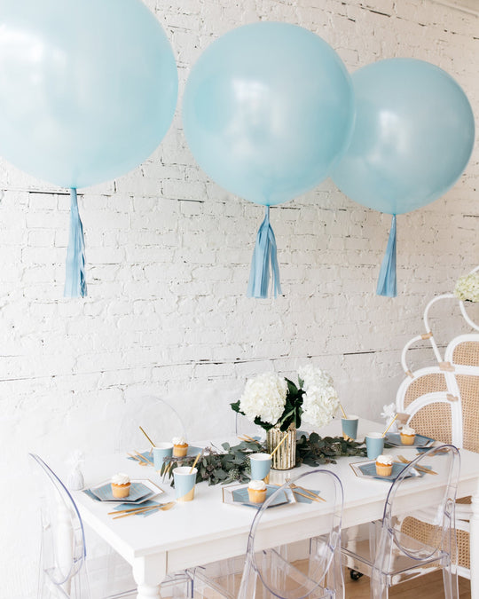 Pearl Light Blue Balloon and Skirt Centerpiece