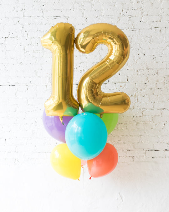 Fiesta Theme - Double-Digit Foil and Latex Balloons - bouquet of 8