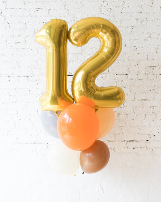 Woodland Theme - Double-Digit Foil and Latex Balloons - bouquet of 8