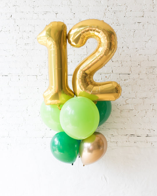 Jungle Theme - Double Digit Foil and Latex Balloons - bouquet of 8