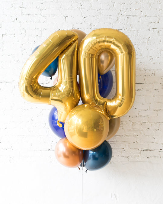 Midnight Copper - Double-Digit Foil and Latex Balloon - bouquet of 13