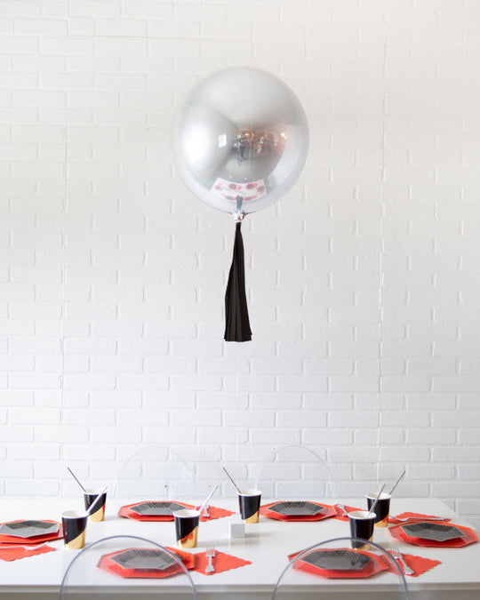 Racecar - 16in Silver Foil Balloon Centerpiece