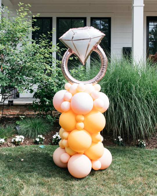 OUTDOOR - Bridal - Balloon Column with Diamond Ring Foil - 4ft