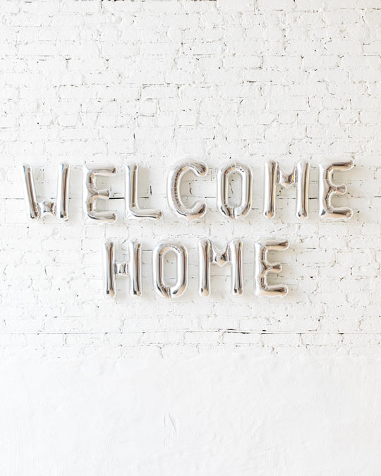 OUTDOOR-16in WELCOME HOME Silver Foil Balloon Set