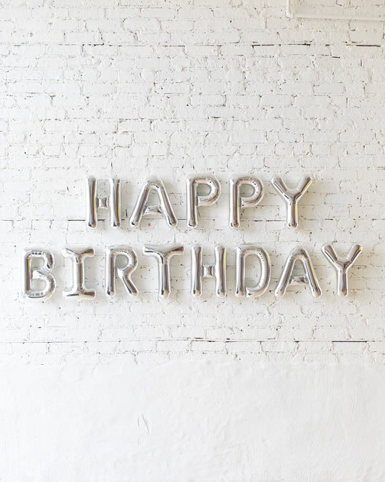 16in Silver HAPPY BIRTHDAY Foil Letters Set