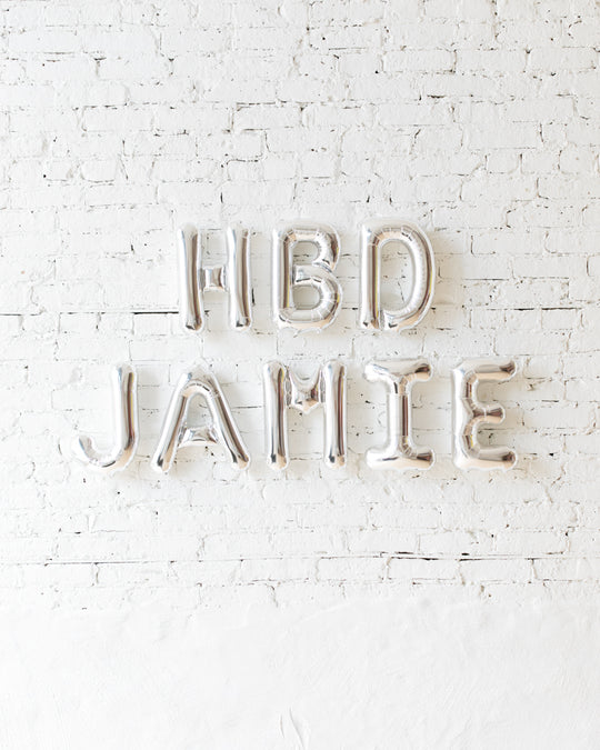 OUTDOOR-Personalized 16in Silver HBD Foil Balloon Set