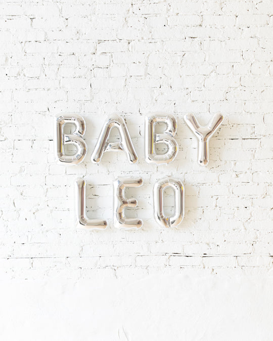 OUTDOOR-16in BABY NAME Silver Foil Balloon Set