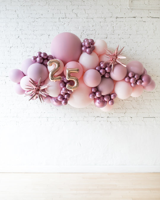 OUTDOOR-Customizable Numbers and Shades of Mauve Palette Balloon Garland