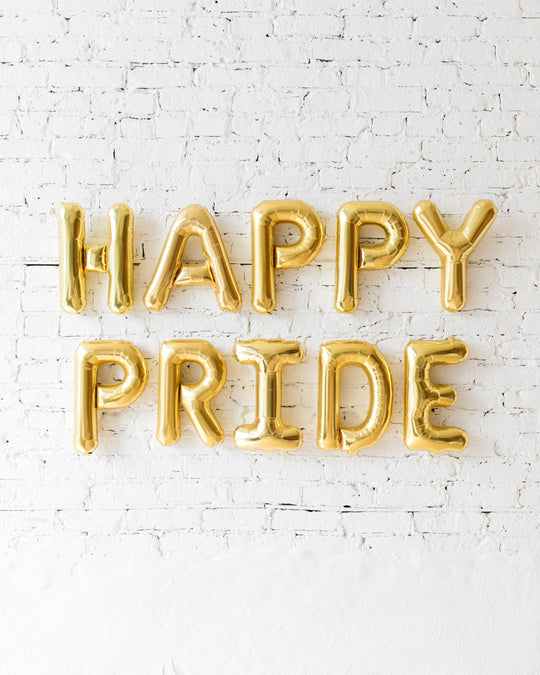 16in HAPPY PRIDE Gold Foil Balloon Set