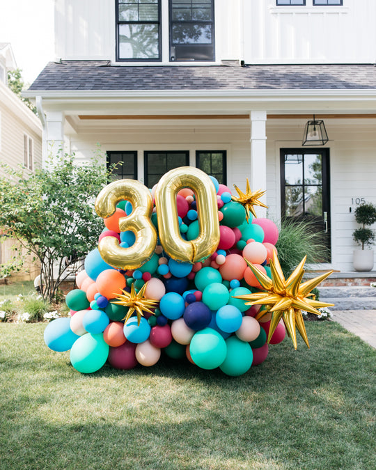 OUTDOOR - Birthday - Freestanding Balloon Piece with Number and Foils