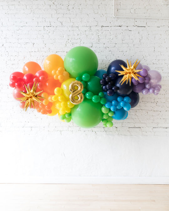 OUTDOOR-Customizable Numbers and Rainbow Palette Balloon Garland