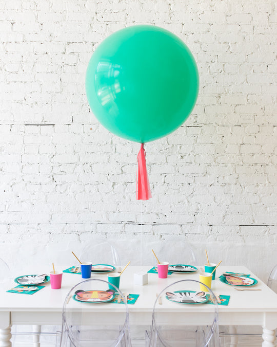 Mint Giant Balloon with Coral Skirt Centerpiece