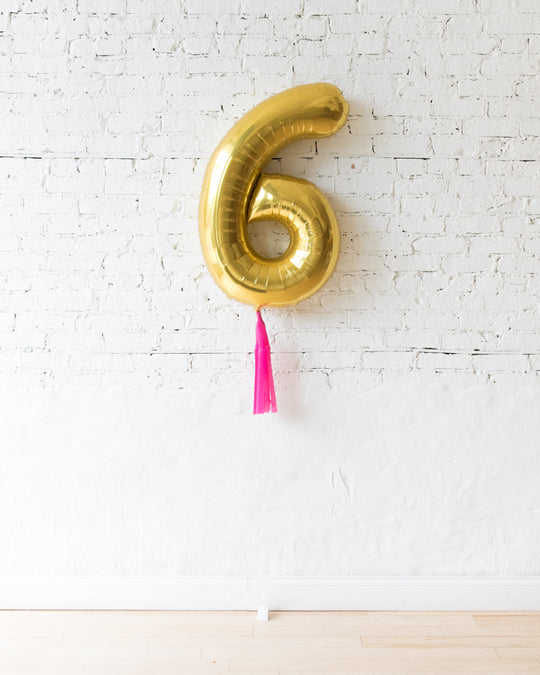 34in Gold Foil Number with Bright Pink Skirt