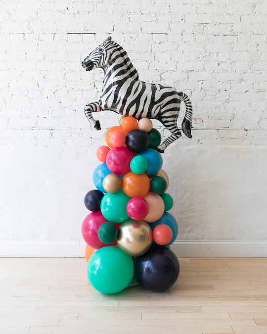 Party Animal Theme - Zebra Balloon Column - 4ft