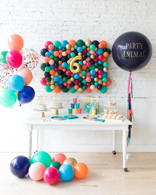 Party Animal Theme - Balloon Board, Confetti Bouquet & Party Animal Giant Balloon Set