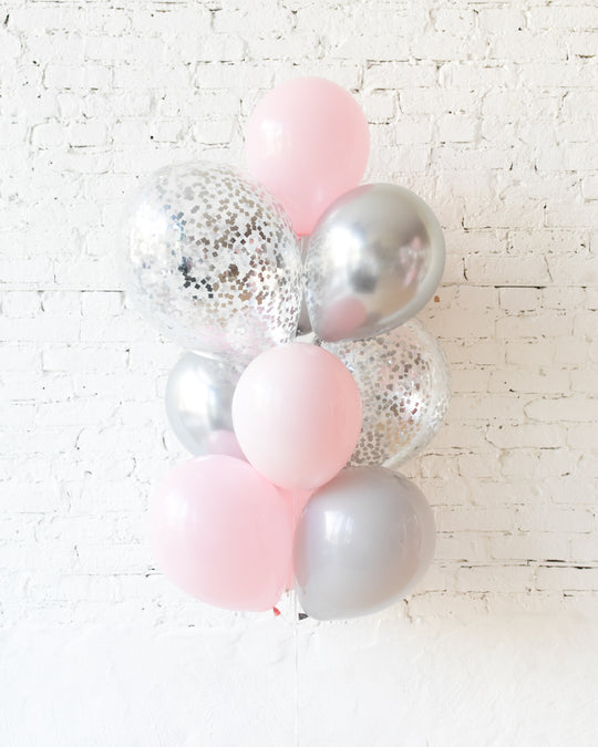 Pink Chic - Confetti and 11in Balloons - bouquet of 10