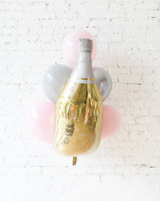 Pink Chic - Champagne Foil and 11in Balloons - bouquet of 7