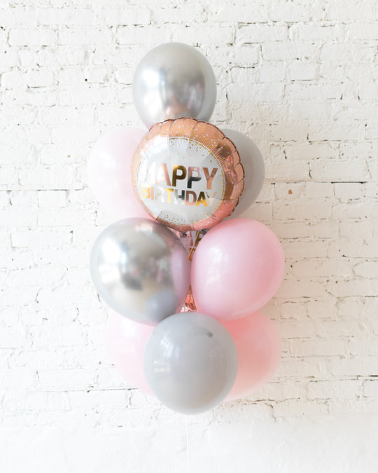 Pink Chic - Happy Birthday Foil and 11in Balloons - bouquet of 10