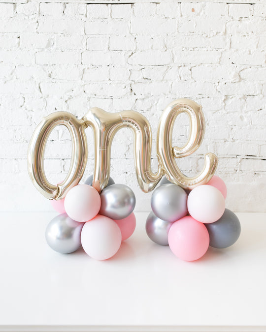 Pink Chic - Tabletop ONE script on Balloon Base - 1.5ft