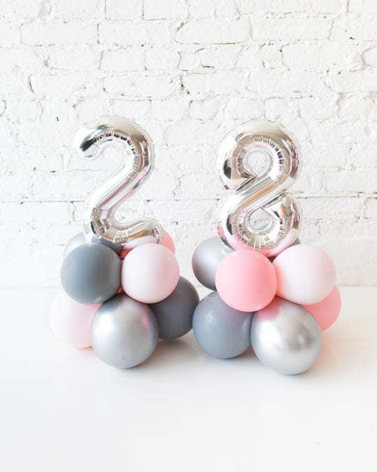 Pink Chic - Tabletop Foil Number on Balloon Base - 1.5ft