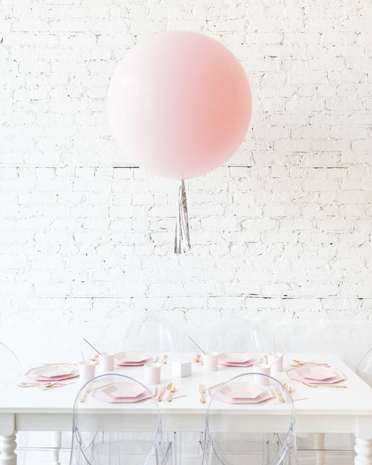 Pink Giant Balloon with Silver Skirt Centerpiece