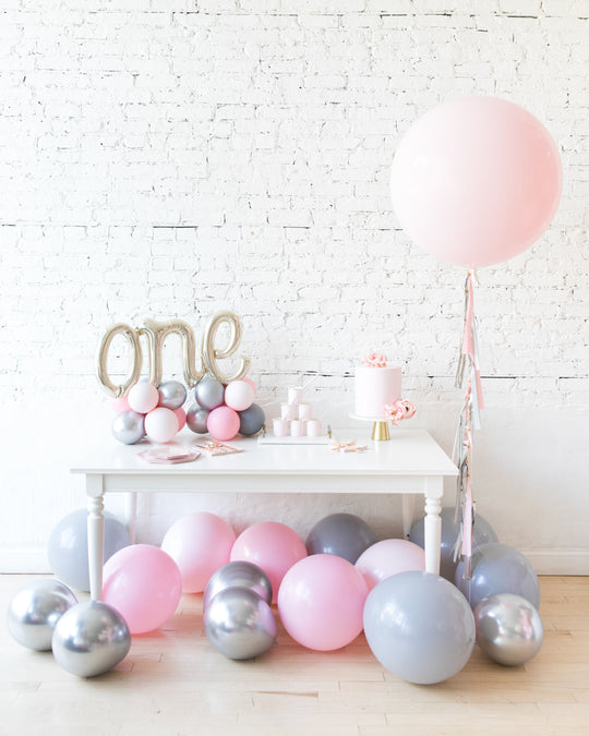 Pink Chic - Giant Balloon, Tabletop Number & Floor Balloons Set