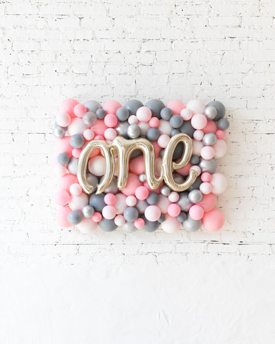 Pink Chic - ONE Script Balloon Backdrop Board - 30inx40in