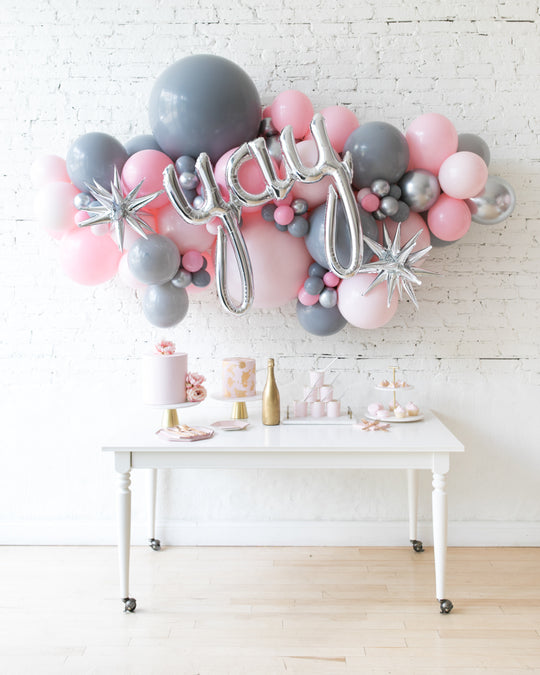 Pink Chic - Yay Script Backdrop Balloon Garland Install Piece - 6ft