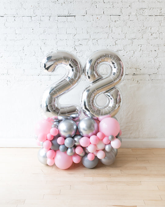 Pink Chic - Foil Number on Balloon Pedestal - 3ft