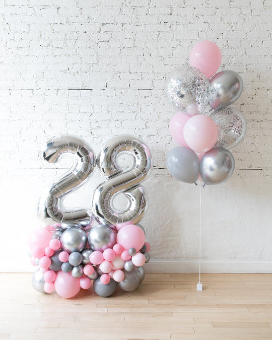 Pink Chic - Confetti Bouquet & Number Pedestals Set