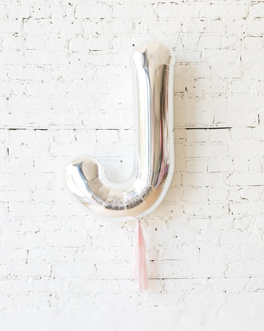 34in Silver Individual Foil Letter with Pink Skirt