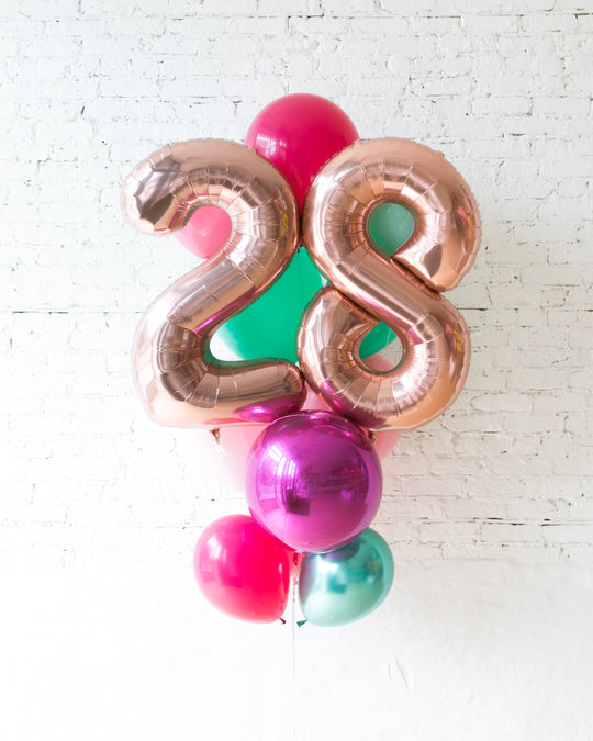 Flamingo Fling - Foil Number and Latex Balloons - 13 balloons