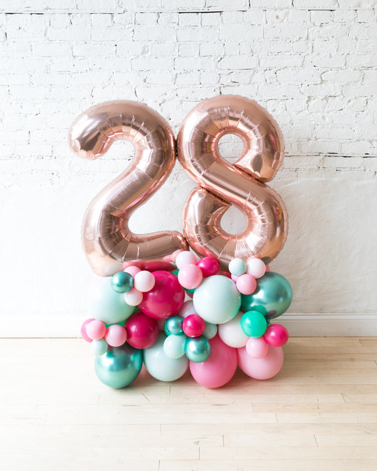 Flamingo Fling - Foil Number on Balloon Pedestal - 3ft