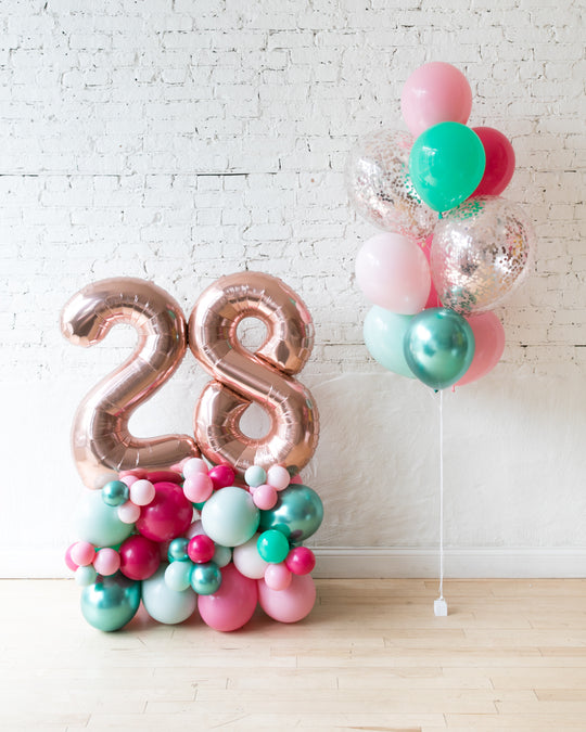 Flamingo Fling - Confetti Bouquet & Number Pedestals Set