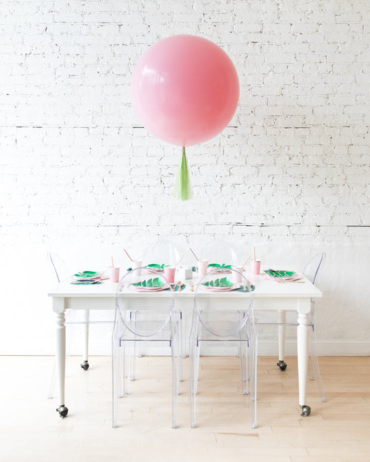Bubblegum Pink Giant Balloon with Matcha Skirt Centerpiece