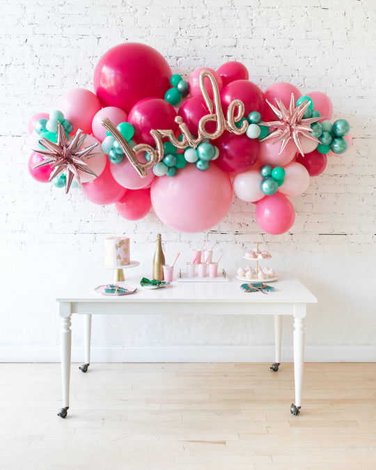 Flamingo Fling - BRIDE Script Backdrop Balloon Garland Install Piece