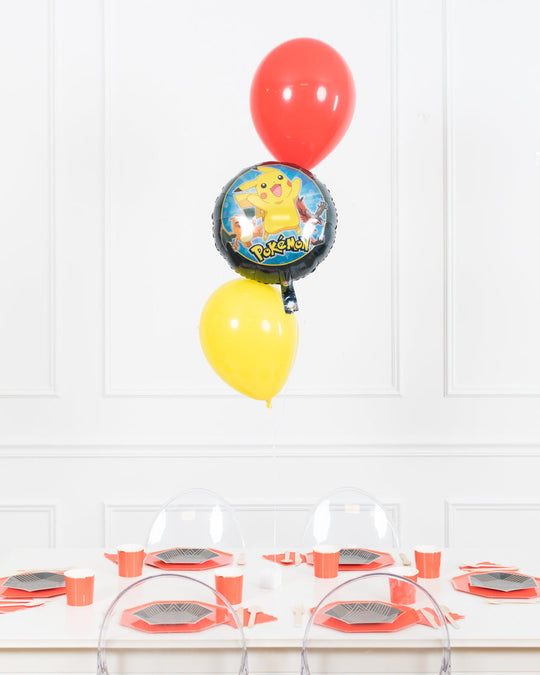 Pokemon Theme - Foil and 11in Balloons Centerpiece - bouquet of 3