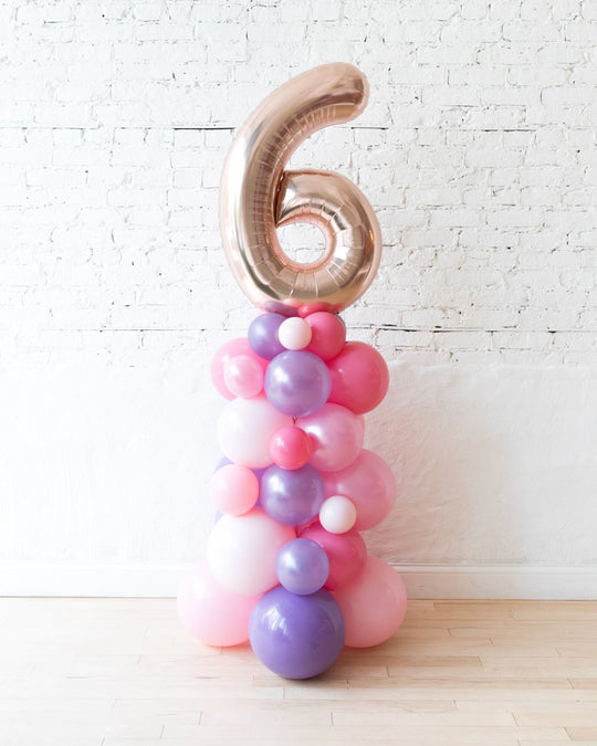 OUTDOOR-Princess Theme - Number Balloon Column - 4ft